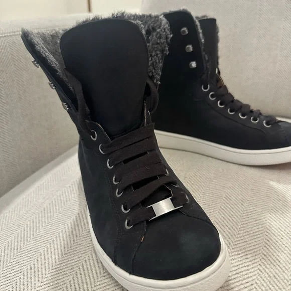 NWOT UGG Women's Black High-Top Sneakers with White Sole - Picture 3 of 9
